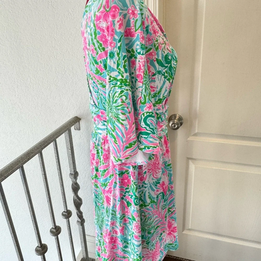 LILLY PULITZER SZ Medium PARIGI SKORT ROMPER *LEAF IT WILD* AMALFI BLUE - Picture 8 of 11